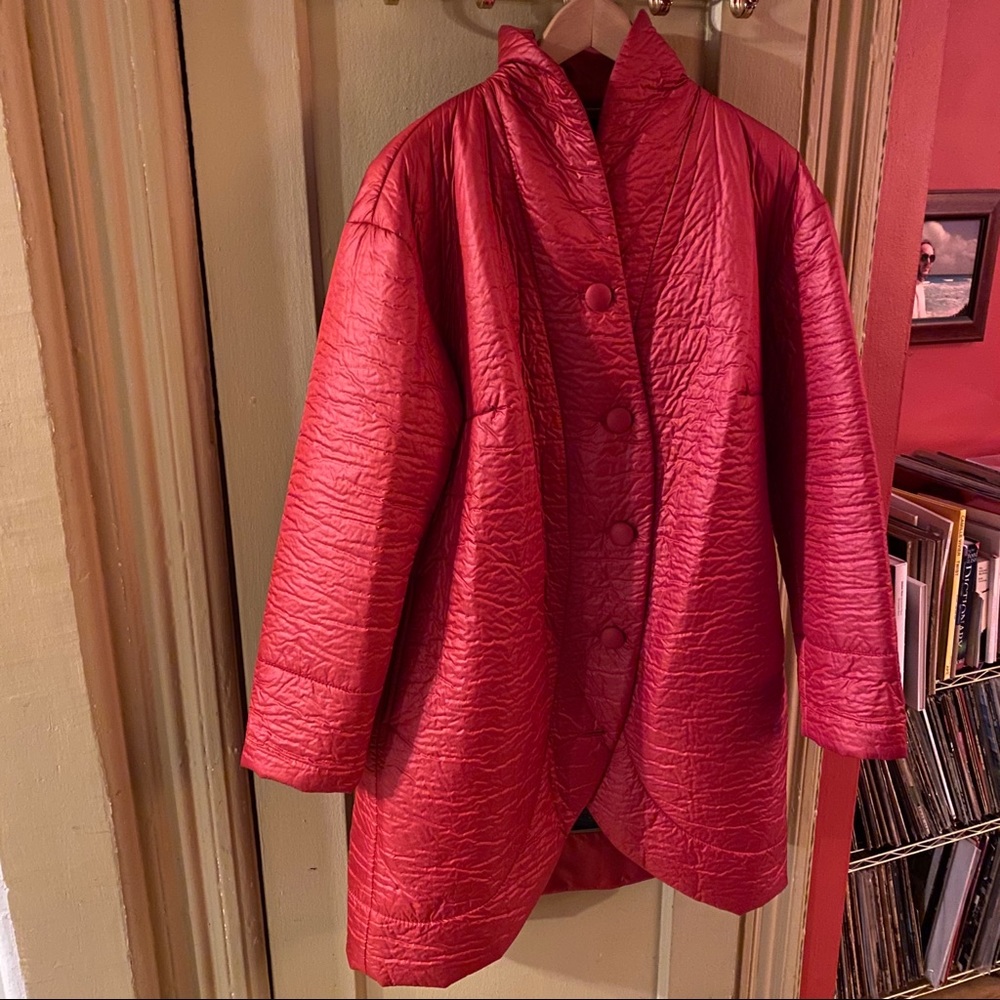 Eva Claudi Sculptural Red Coat - Size M/L